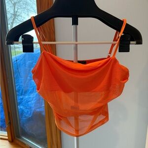SHEIN Orange Mesh Crop Top
